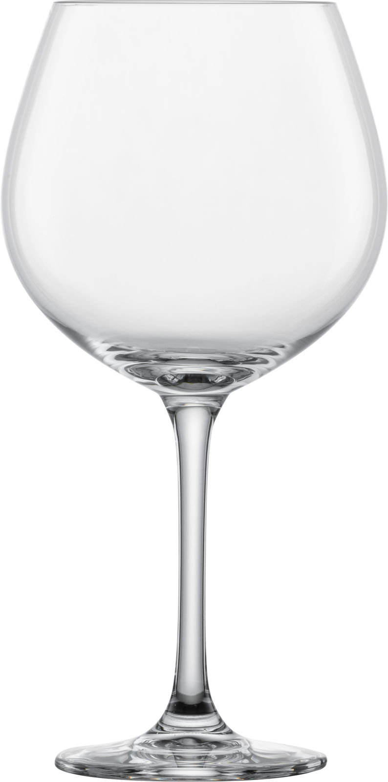 SCHOTT ZWIESEL Burgunderglas CLASSICO Elegantes Rotweinglas Classico in Frontalansicht mit langem Stiel und breitem Kelch.