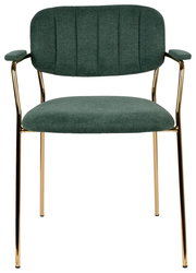Grüner Armlehnenstuhl mit goldenen Beinen, Vorderansicht