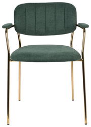 Grüner Armlehnenstuhl mit goldenen Beinen, Vorderansicht