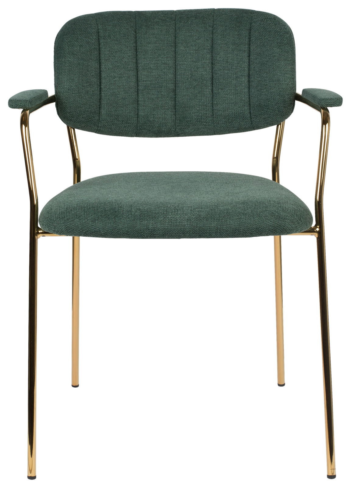 Grüner Armlehnenstuhl mit goldenen Beinen, Vorderansicht