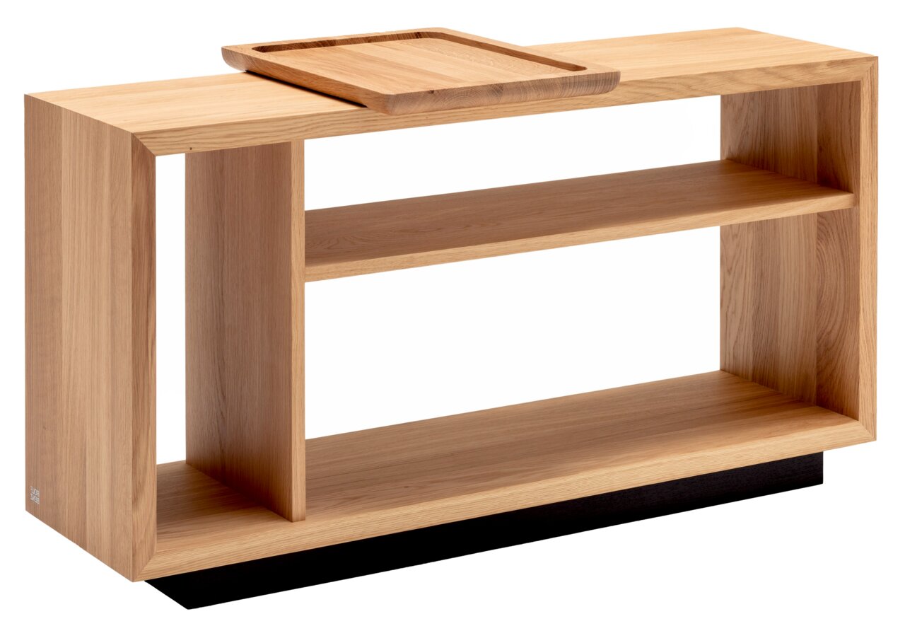 Rolf Benz Regal mit Tablett 906 SINA Holzregal mit Tablett, seitliche Perspektive