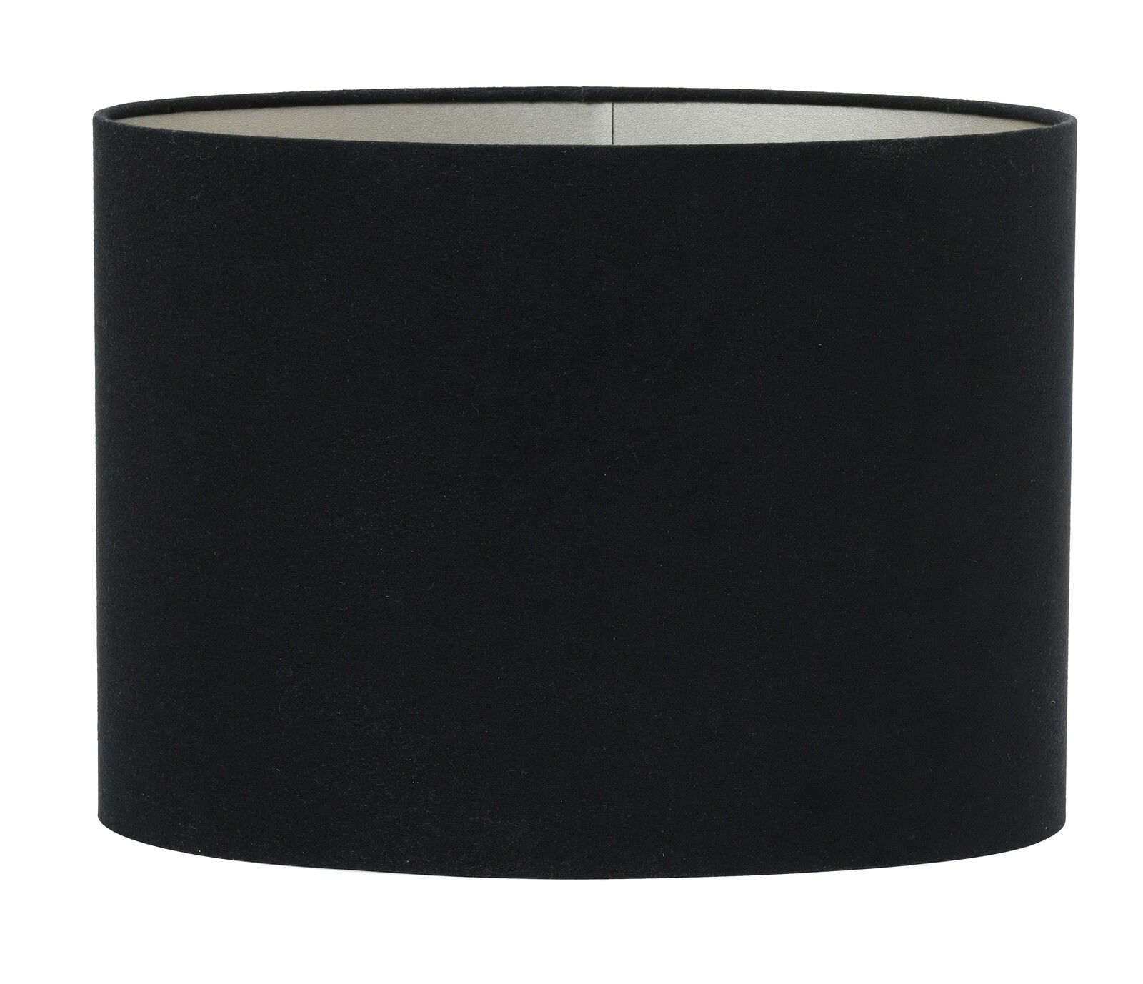 Schwarzer ovaler Lampenschirm, frontal fotografiert