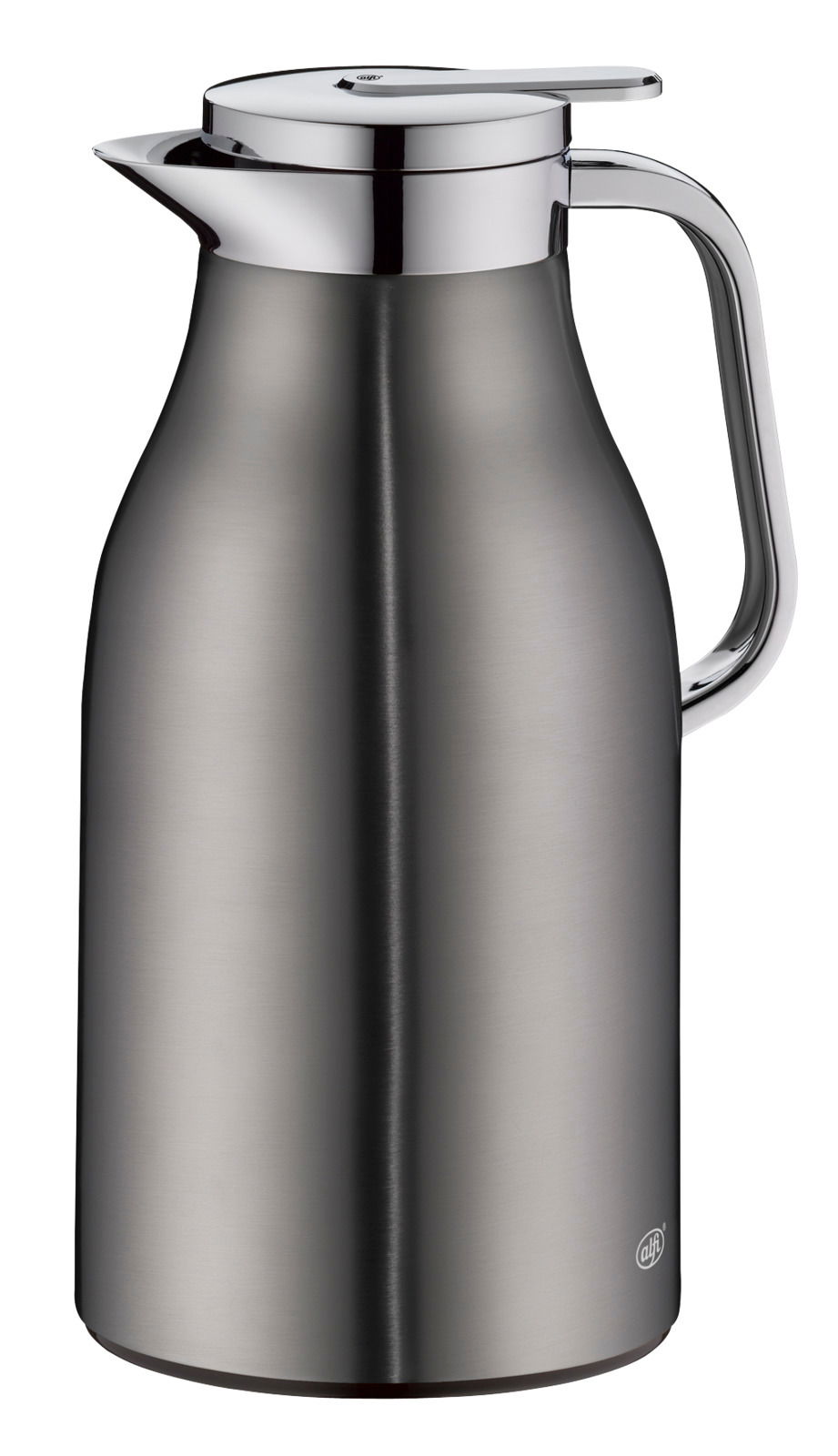 Alfi Isolierkanne 1,5l SKYLINE Thermoskanne in cool grey mit glänzendem Deckel und Griff, Frontalansicht