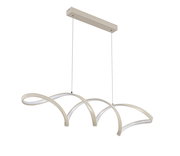 Moderne LED-Hängeleuchte mit geschwungenem Design, seitliche Perspektive