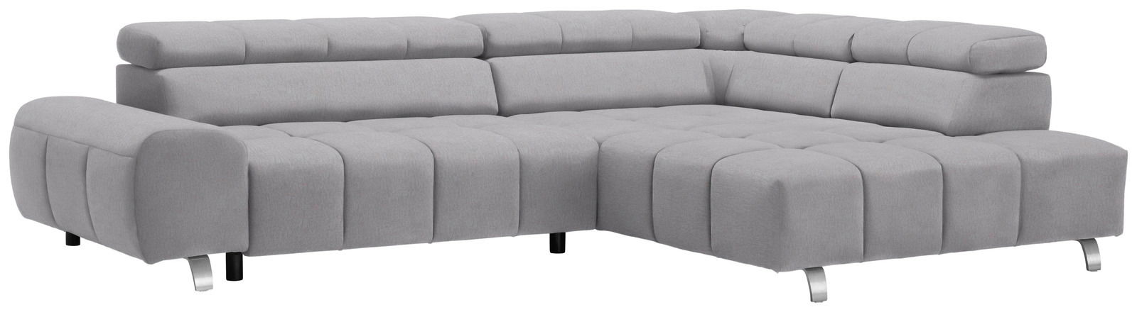 Graues Ecksofa mit Ottomane rechts, Vorderansicht