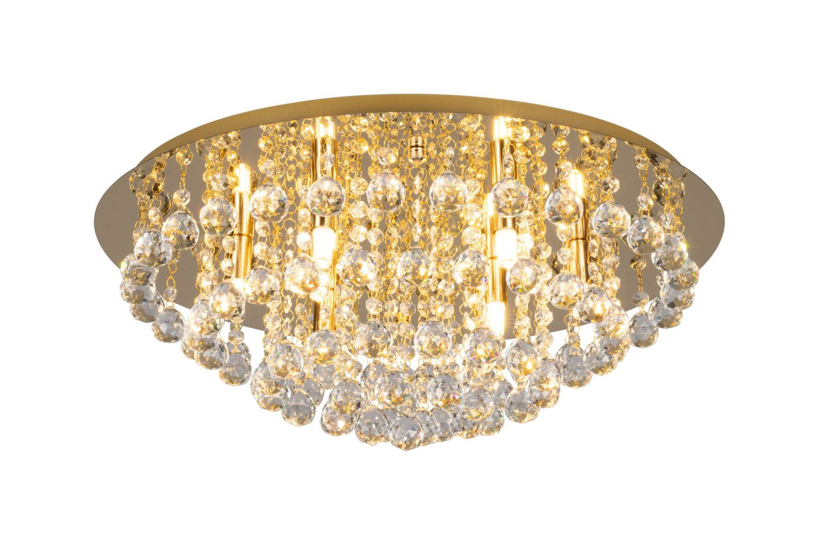 Novel Deckenleuchte Luxuriöse Deckenleuchte mit funkelnden Kristallanhängern, seitliche Perspektive