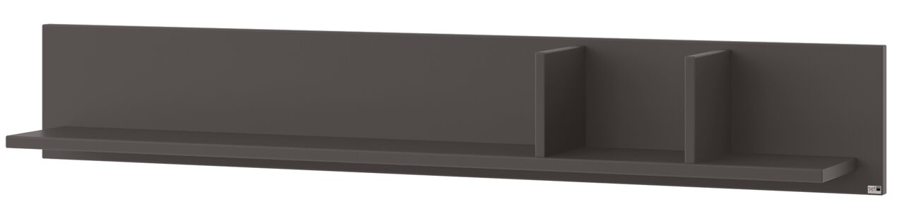 Set one by Musterring Wandboard TACOMA Wandboard in dunklem Grau mit zwei vertikalen Trennwänden, seitliche Perspektive