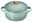 Mini-Cocotte 10cm in der Farbe Seasalt mit herzförmigem Knauf, seitliche Perspektive