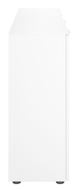 Seitenansicht eines weißen XXL-Sideboards mit schlichten Linien und modernen Design.