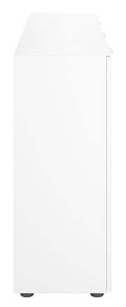 Seitenansicht eines weißen XXL-Sideboards mit schlichten Linien und modernen Design.