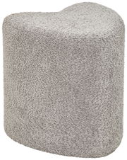 Grauer, herzförmiger Hocker mit texturierter Oberfläche, seitliche Perspektive