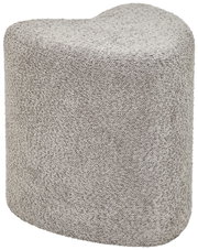 Grauer, herzförmiger Hocker mit texturierter Oberfläche, seitliche Perspektive