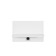 Weißes Nachttisch-Paneel mit integrierter Steckdose, frontale Ansicht