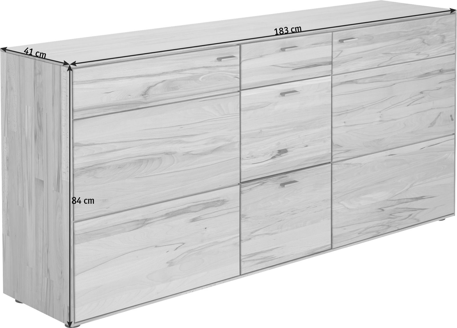 Valnatura Sideboard VENTURO Sideboard aus Holz mit den Maßen 183 cm Breite, 84 cm Höhe und 41 cm Tiefe, seitliche Perspektive