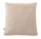 Beige Fellkissenhülle mit Fischgrätenmuster, Vorderansicht