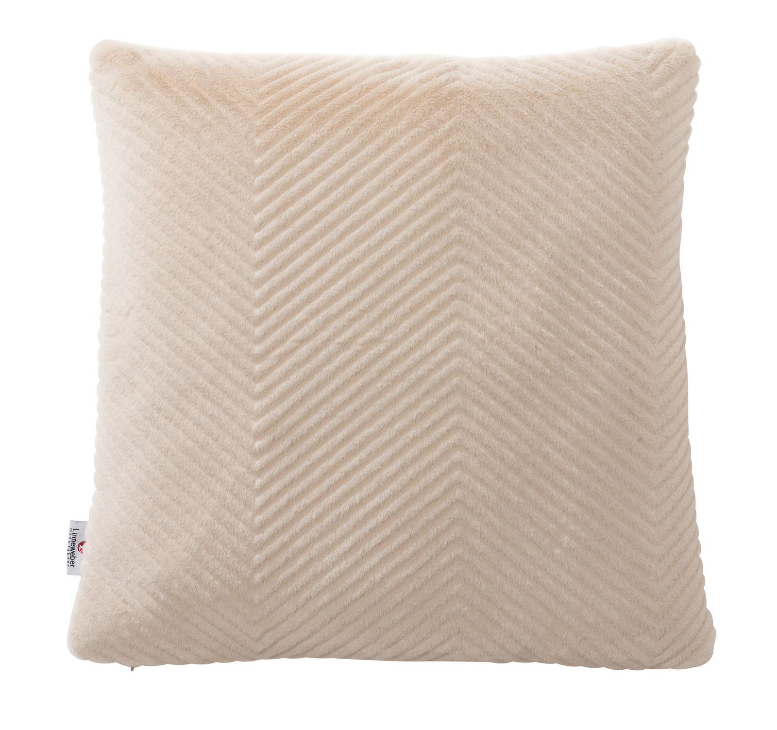 Linneweber Fellkissenhülle Beige Fellkissenhülle mit Fischgrätenmuster, Vorderansicht