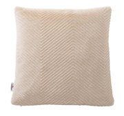 Beige Fellkissenhülle mit Fischgrätenmuster, Vorderansicht