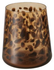 Braunes Trinkglas Leony mit gepunktetem Muster, seitliche Perspektive