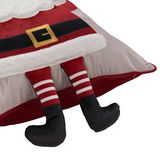 Kissenhülle 48x48cm mit weihnachtlichem Design, zeigt die Beine und den unteren Teil eines Weihnachtsmanns mit rotem Anzug und schwarzem Gürtel, Perspektive von der Seite