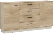 Holz-Sideboard mit vier Schubladen und zwei Türen, Frontalansicht