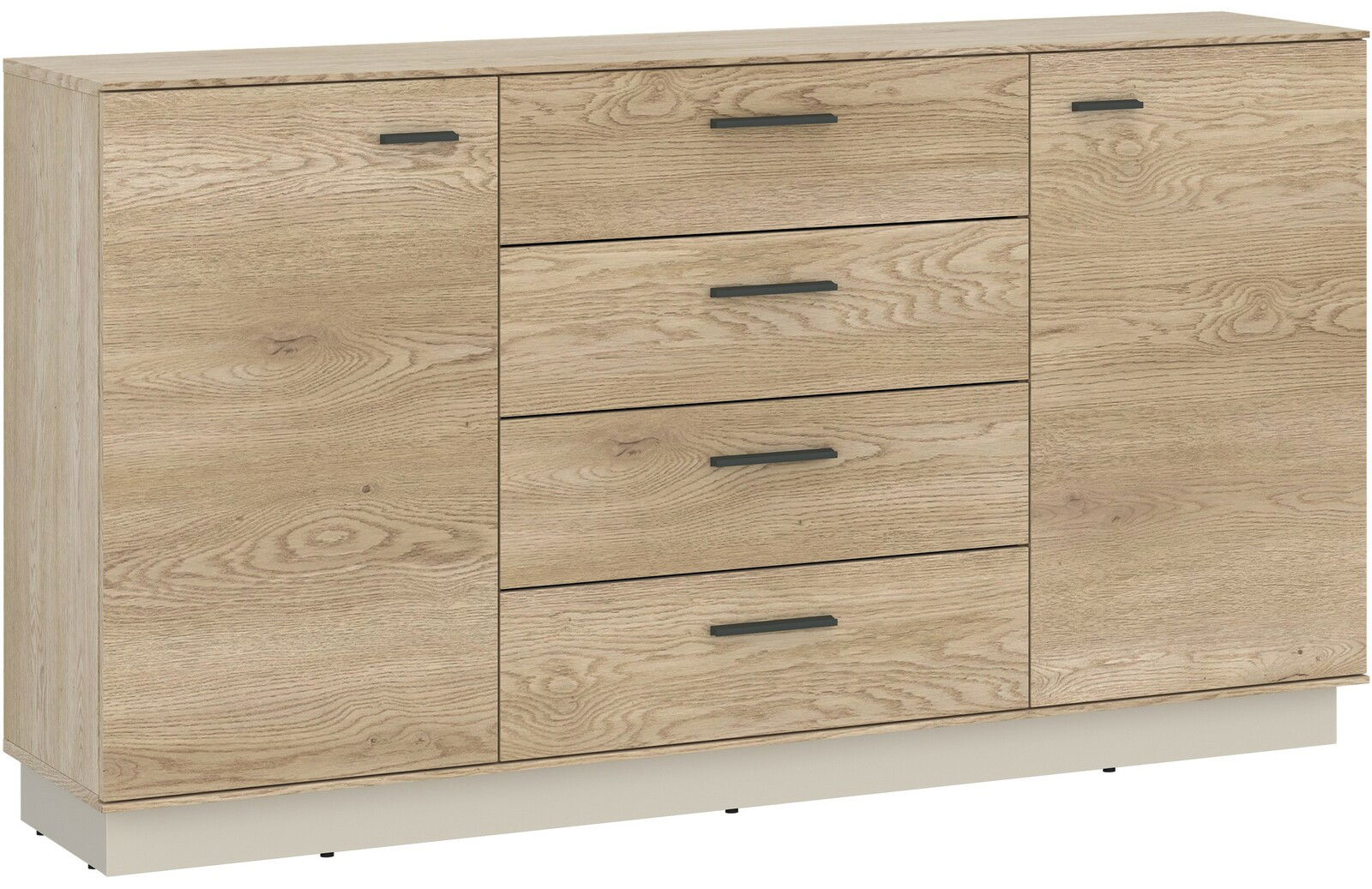 Holz-Sideboard mit vier Schubladen und zwei Türen, Frontalansicht