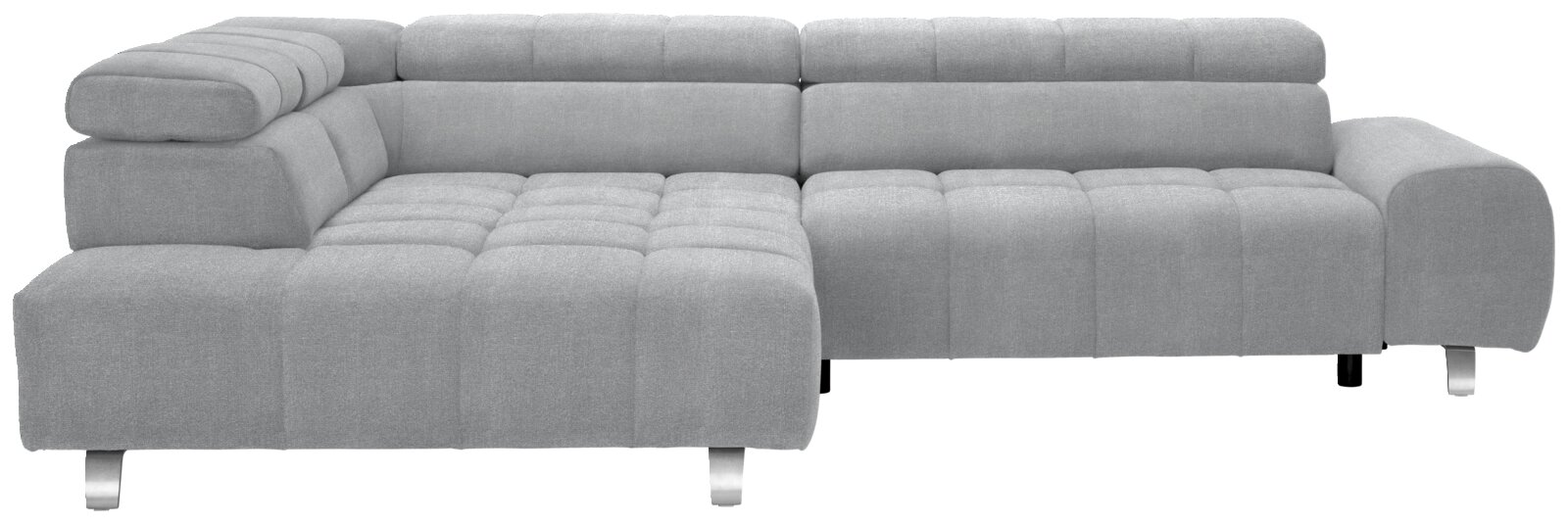 Graues Ecksofa mit Ottomane links, Vorderansicht