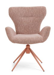 Moderner Armlehnstuhl in Rosa mit vier Metallbeinen, Frontalansicht