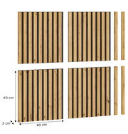 Akustikpaneel aus Holz mit vertikalen Streifen, quadratische Form, Maße 40x40x2 cm, Draufsicht