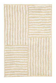 Badteppich 70x120 cm mit beige-weißen Streifenmuster, Draufsicht