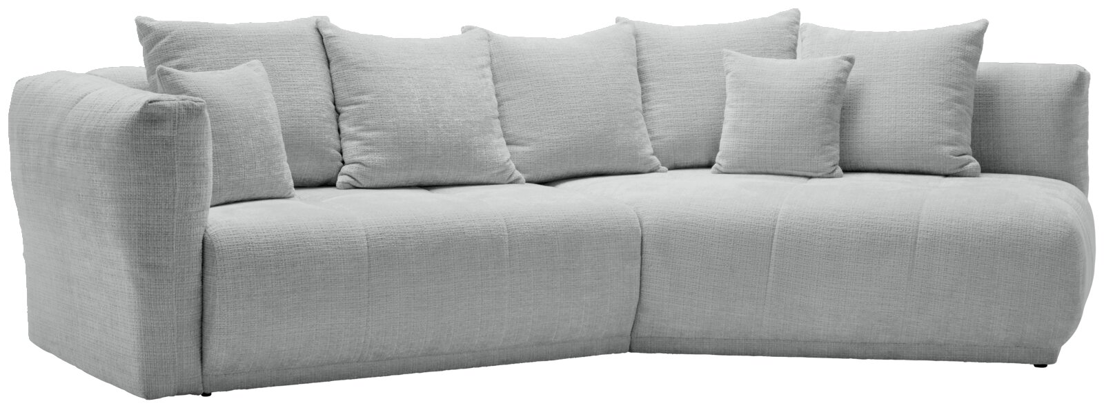 Hom´in Ecksofa Evita Graues, modernes Sofa in L-Form mit mehreren Kissen, seitliche Perspektive
