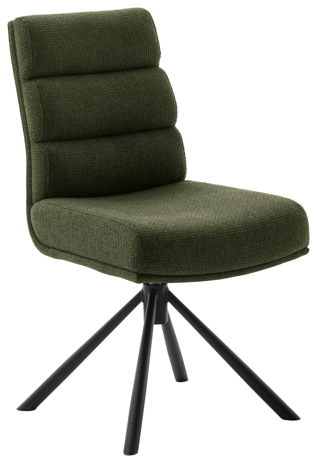 Dieter Knoll Stuhl LEXINGTON Moderner grüner Stuhl mit gepolsterter Rückenlehne und schwarzem Metallgestell, seitliche Perspektive