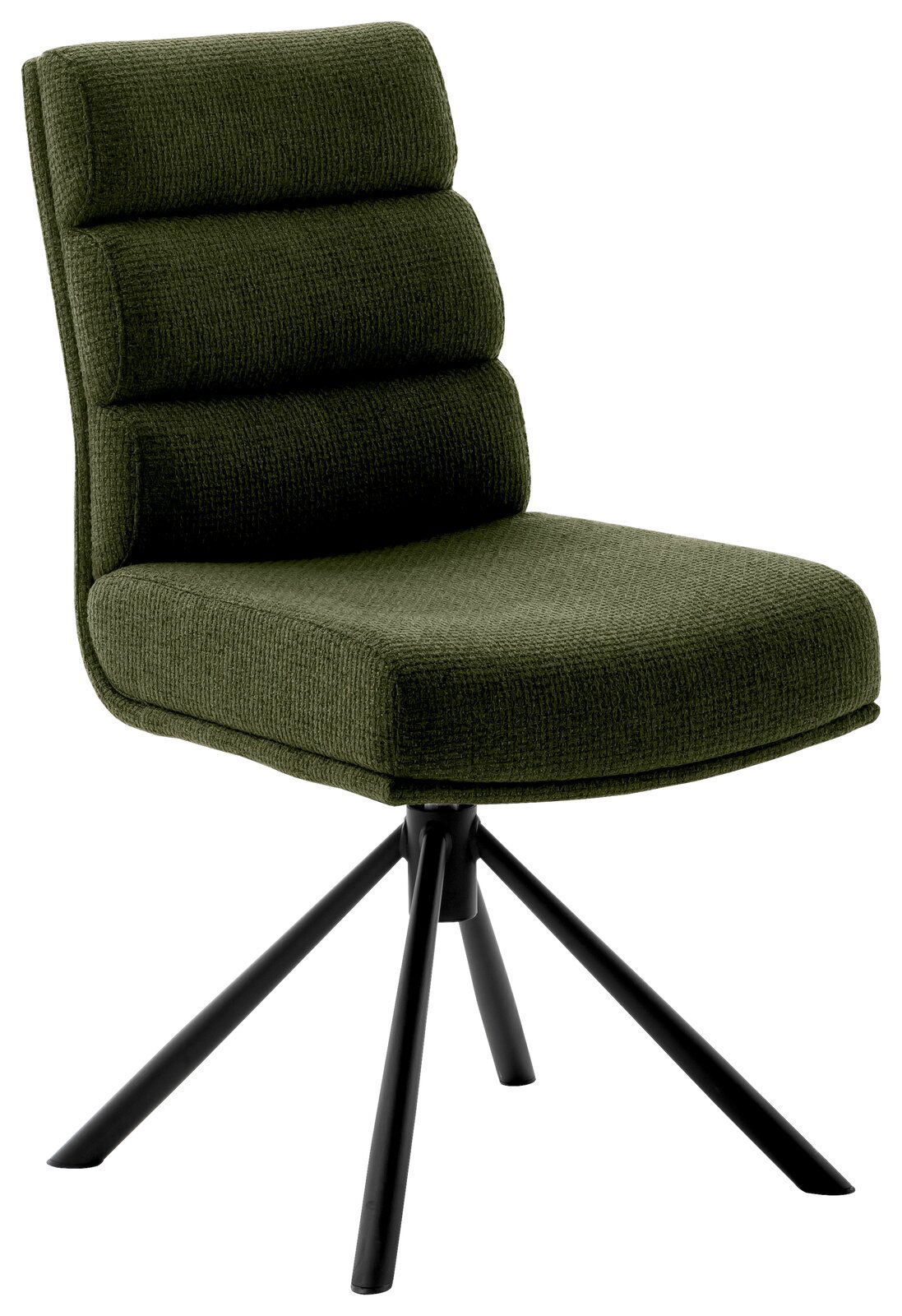 Dieter Knoll Stuhl LEXINGTON Moderner grüner Stuhl mit gepolsterter Rückenlehne und schwarzem Metallgestell, seitliche Perspektive