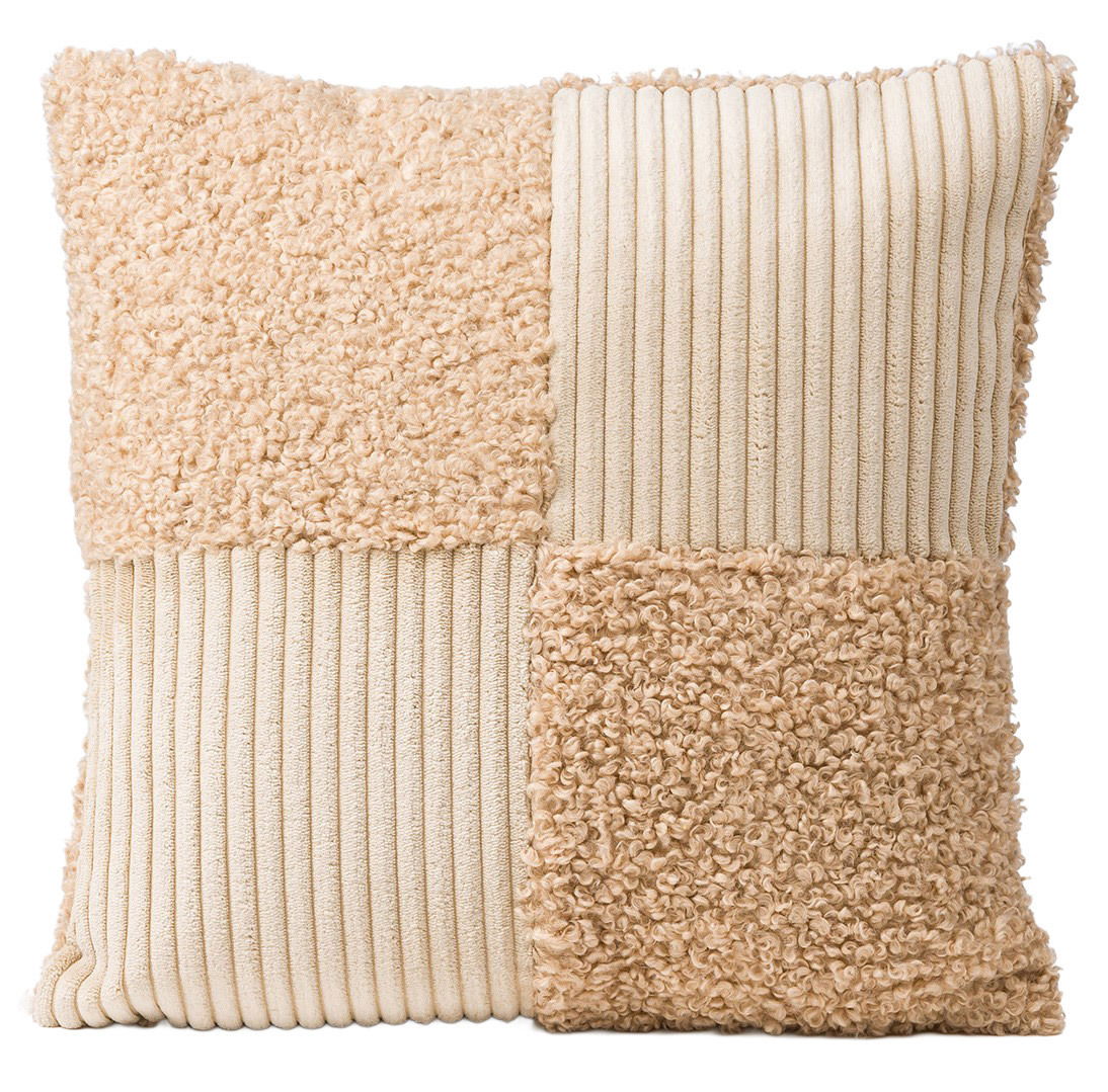 GÖZZE Kissenhülle ANARO Kissenhülle GÖZZE ANARO 40x40cm in beige mit gemustertem Design aus flauschigem und geripptem Stoff, Vorderansicht