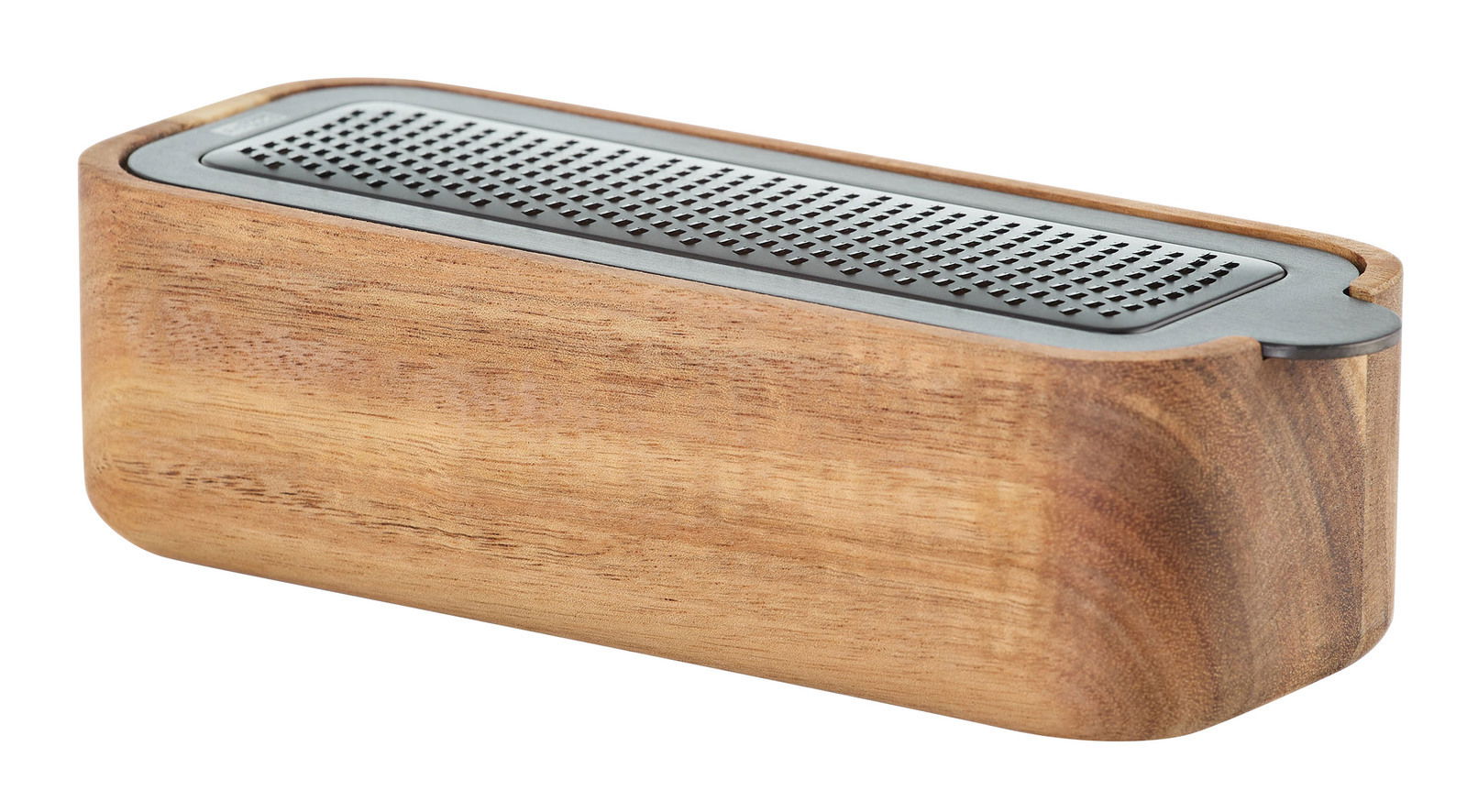 Tisch-Feinreibe CutnServe aus Holz mit Metallreibe, seitliche Perspektive