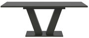 Moderner Esstisch mit V-förmigem Gestell in schwarzer Farbe, Frontalansicht