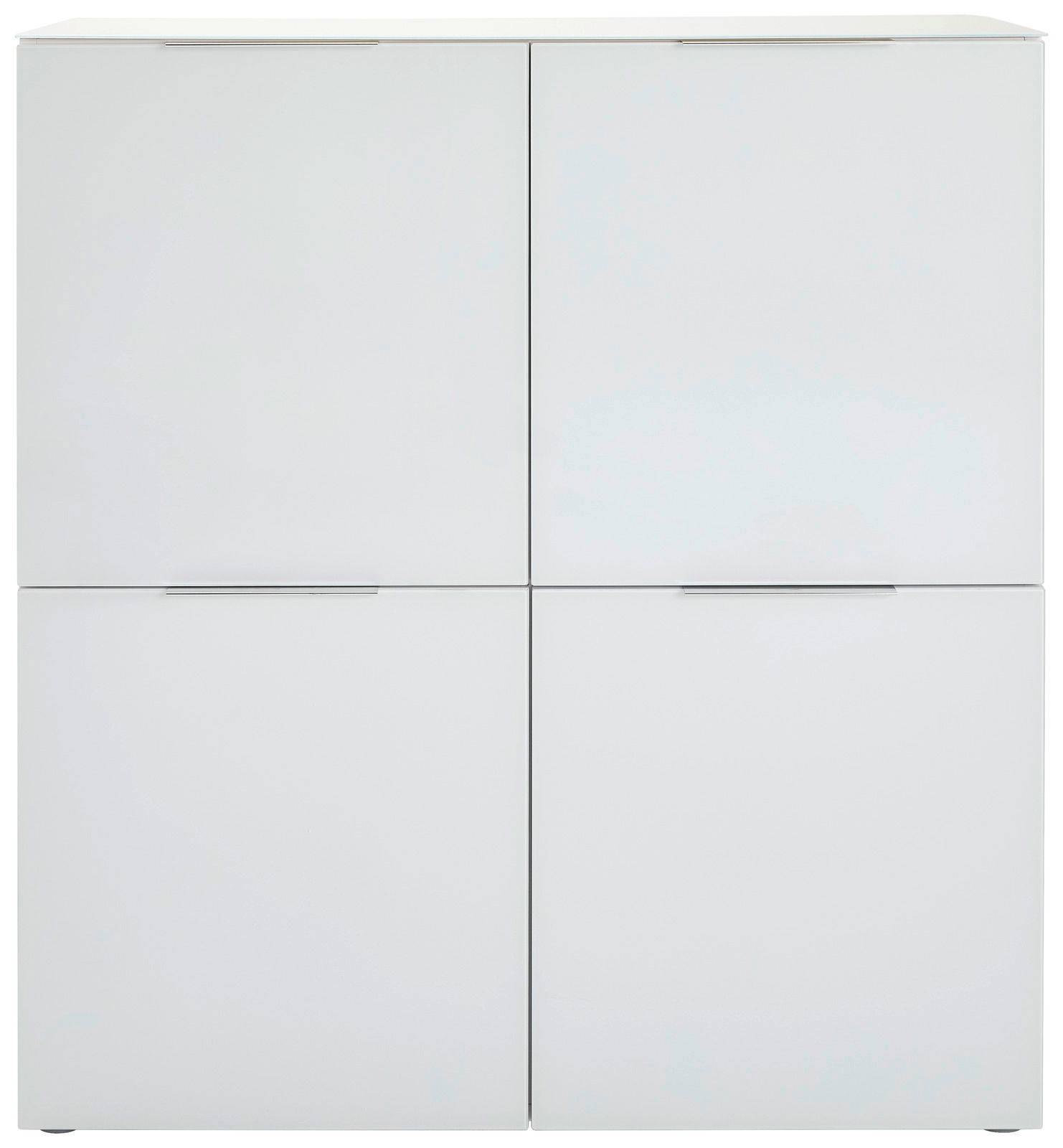 Weißes Highboard mit vier Türen, frontale Ansicht