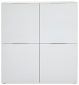 Weißes Highboard mit vier Türen, frontale Ansicht
