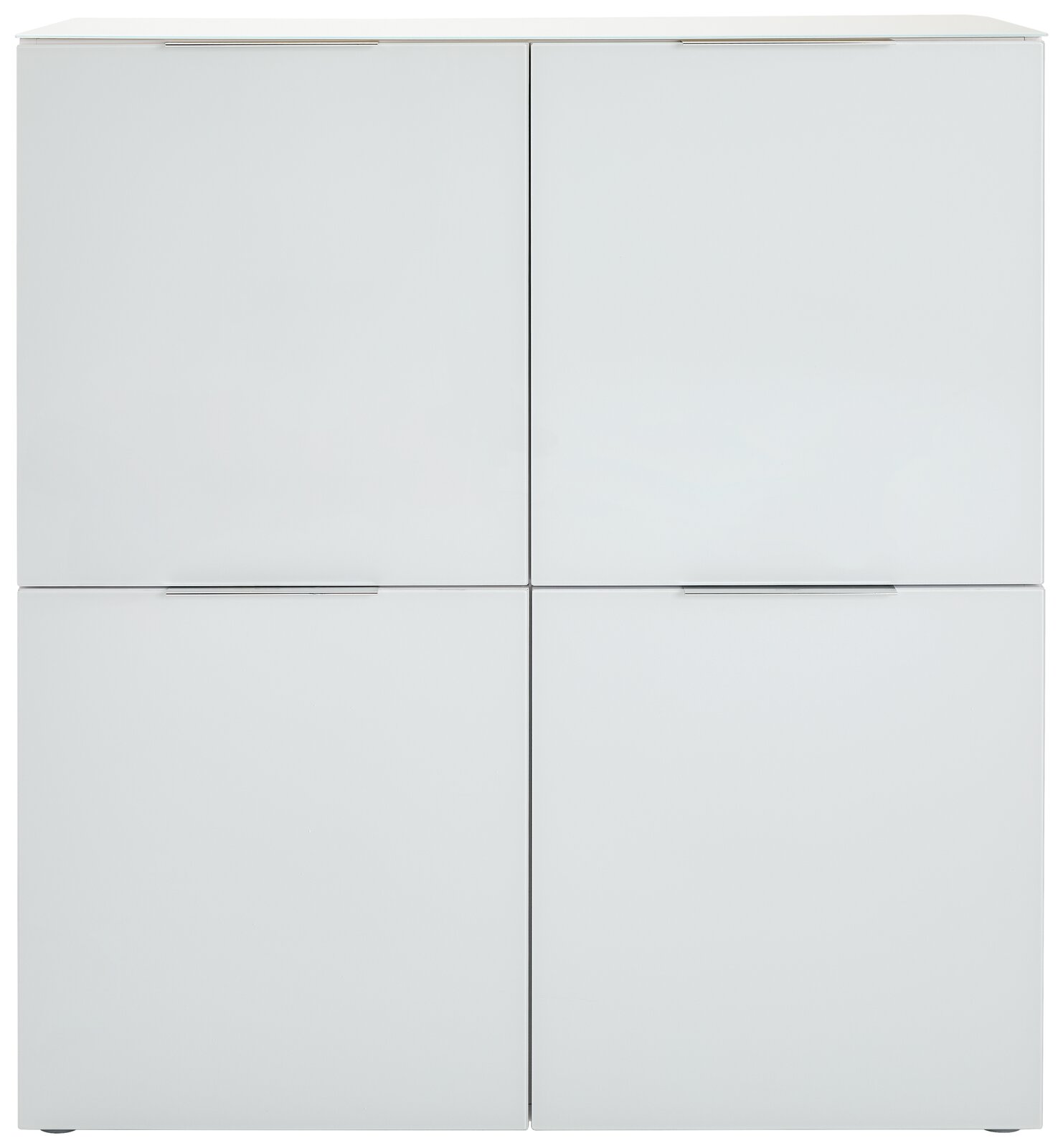 Weißes Highboard mit vier Türen, frontale Ansicht