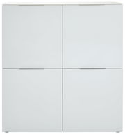 Weißes Highboard mit vier Türen, frontale Ansicht