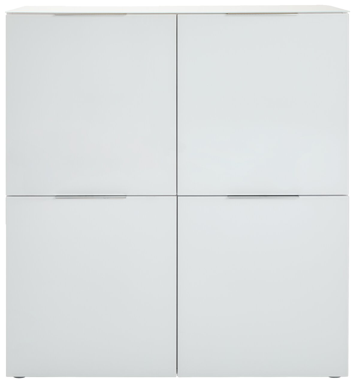 Weißes Highboard mit vier Türen, frontale Ansicht