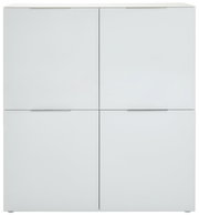 Weißes Highboard mit vier Türen, frontale Ansicht