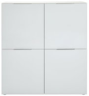 Weißes Highboard mit vier Türen, frontale Ansicht