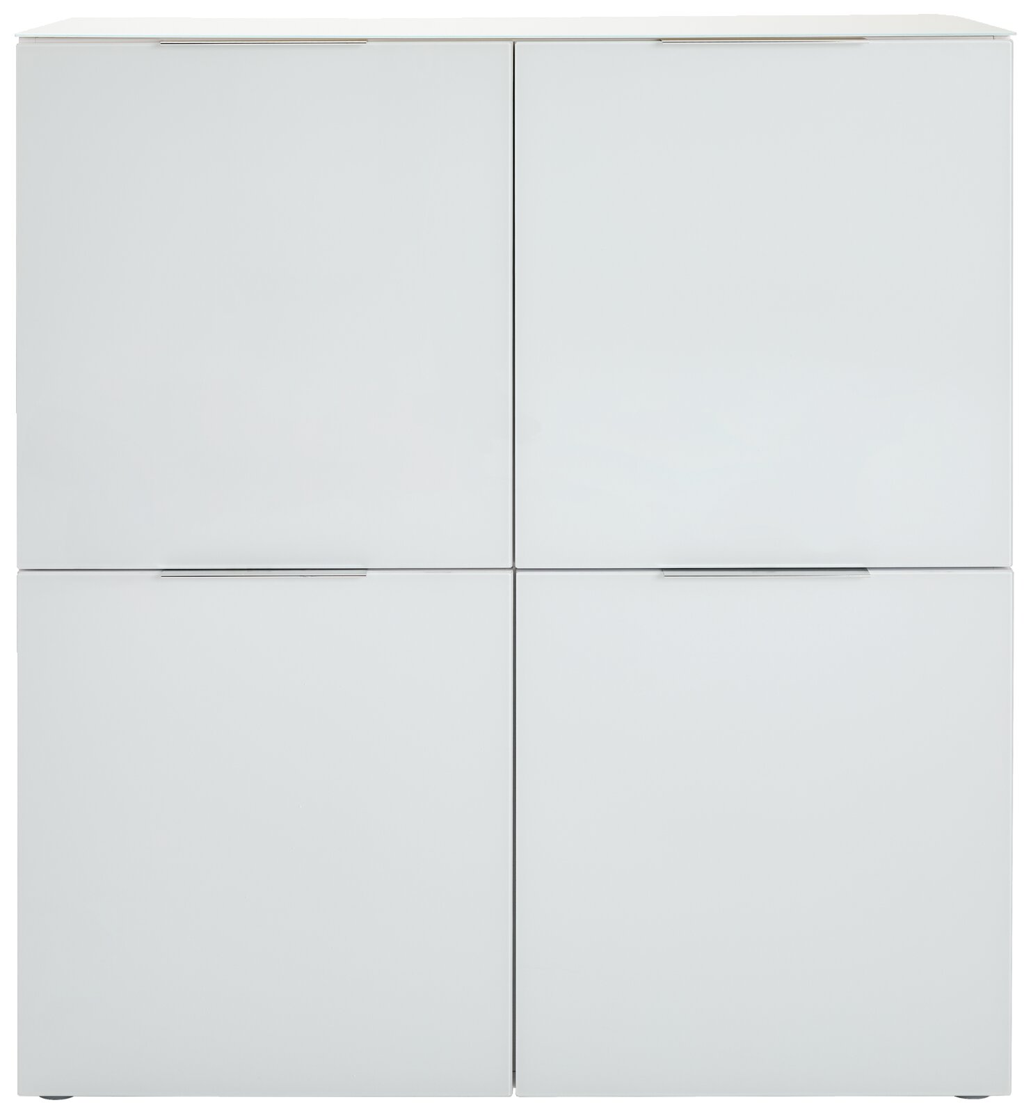Weißes Highboard mit vier Türen, frontale Ansicht