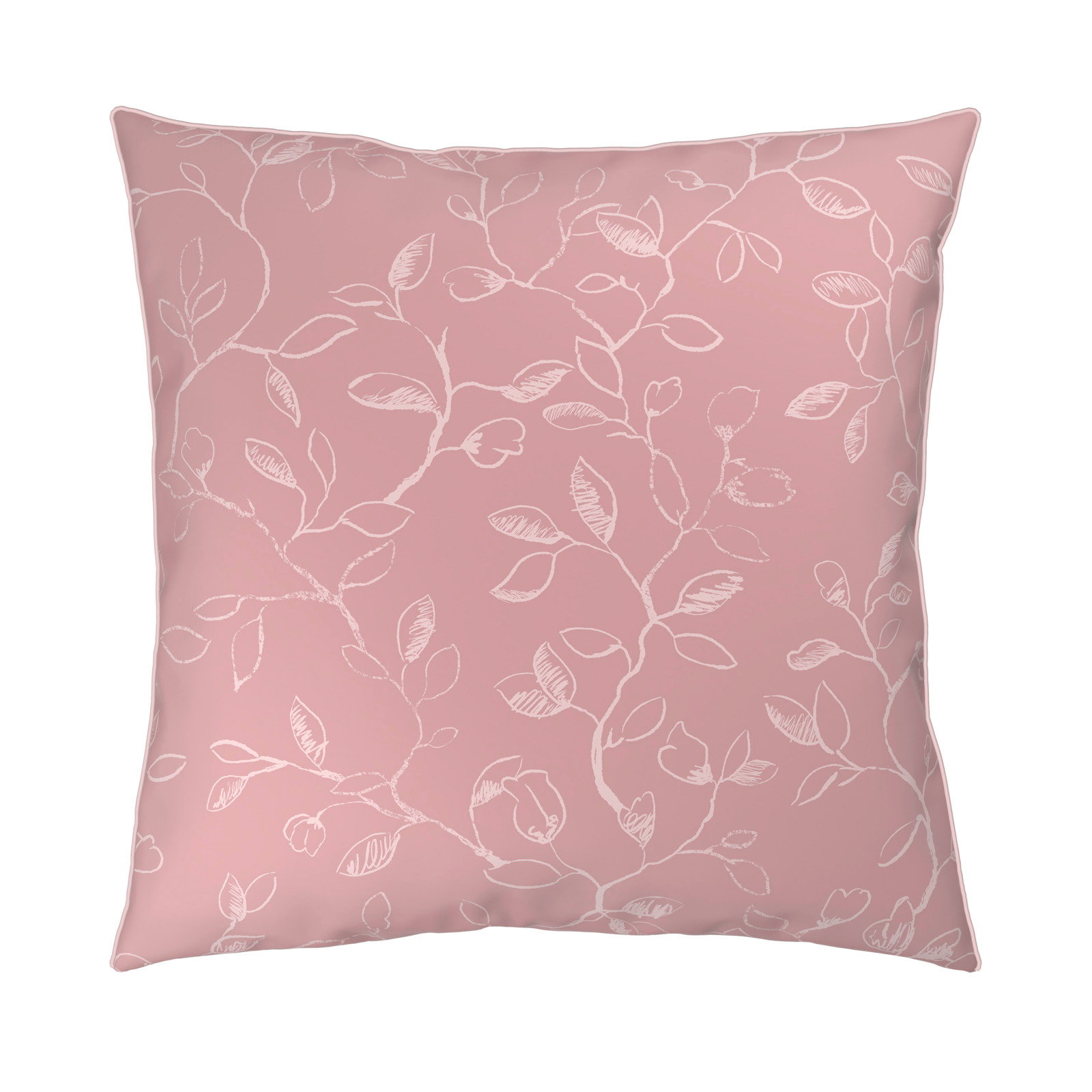 Rosa Kissen mit weißem Blumenmuster, Vorderansicht