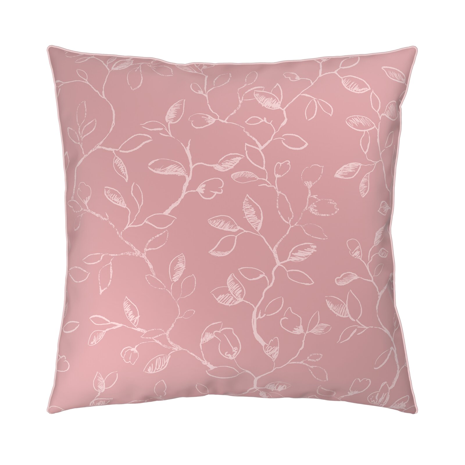 Roze kussen met wit bloemenpatroon, vooraanzicht
