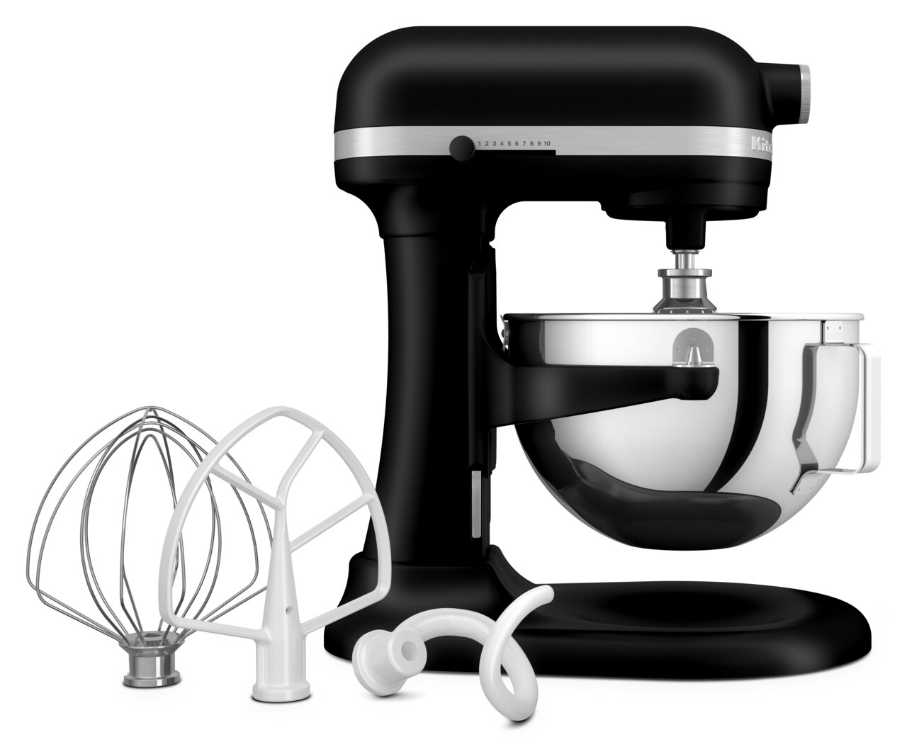 KitchenAid Keukenmachine HEAVY DUTY 5KSM55SXXEBM Zwarte keukenmachine Heavy Duty 5,2 l met mengkom en drie opzetstukken, zijaanzicht