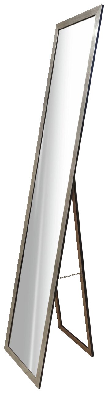 Standspiegel mit Holzrahmen, seitliche Perspektive, ca. 36x175 cm
