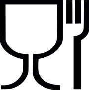 Symbol eines Weinglases mit Gabel, Vorderansicht