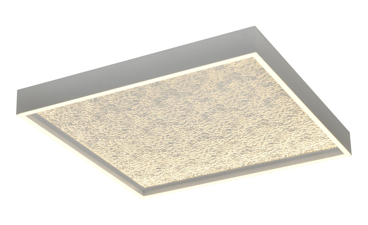 Vierkante led-plafondlamp met gestructureerd oppervlak, zijaanzicht