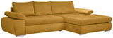 Gelbes Ecksofa mit Ottomane rechts, Vorderansicht